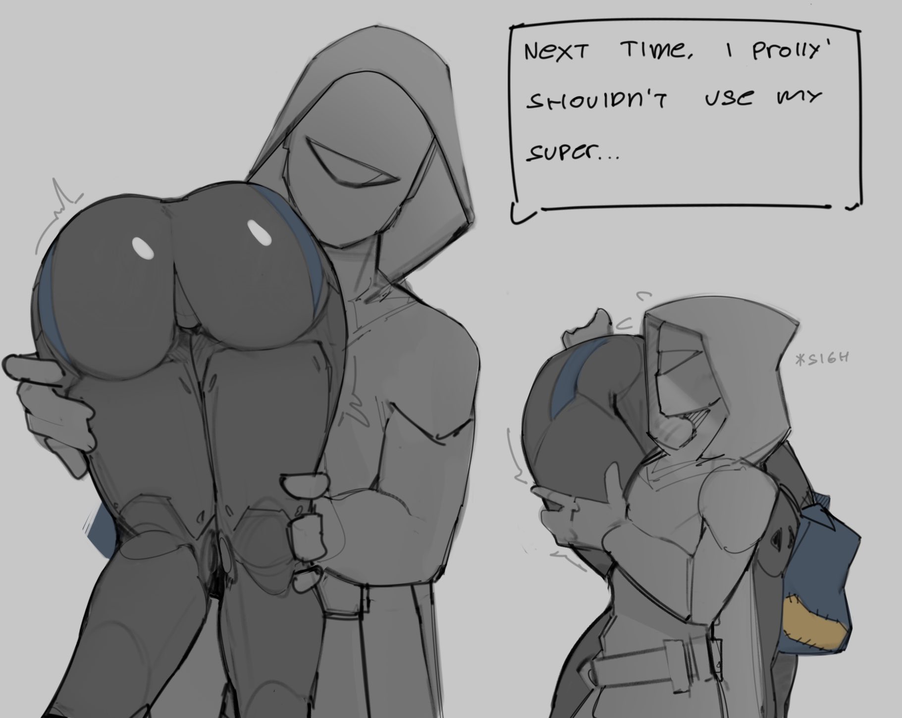 after sex, bungie, carrying, carrying over shoulder, carrying partner, clothed, clothed female, destiny (game), destiny 2, elsie bray, exo, exo stranger, female, guardian (destiny), hunter (destiny), male, over shoulder, robot girl, shiny, shiny clothes, spl4ts, tagme, tight clothing, tight fit