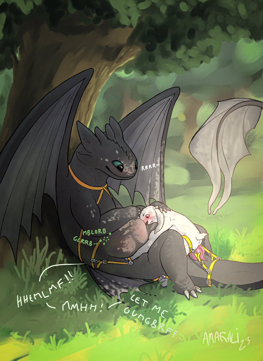 amarali_(artist) anthro bondage dialogue dragon feral how_to_train_your_dragon rabbit sex tagme toothless vore