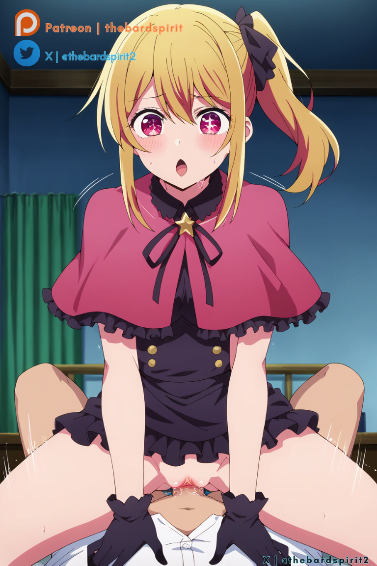 1boy 1girls ai_generated bangs blonde_hair blush blush bottomless breasts clothed_sex clothing cowgirl_position curvaceous curvaceous_female curvaceous_figure curvy curvy_figure cute cute_face dick dress erection eye_contact eyebrows_visible_through_hair female female female_focus highres hoshino_ruby idol idol_clothes indoors light-skinned_female light_skin looking_at_viewer male medium_breasts oshi_no_ko penis pink_eyes pov pussy seductive seductive_look sex short_hair simple_background sitting star-shaped_pupils star_(symbol) straight tagme thebardspirit thick_thighs thighs vagina vaginal_penetration voluptuous voluptuous_female wet young young_female