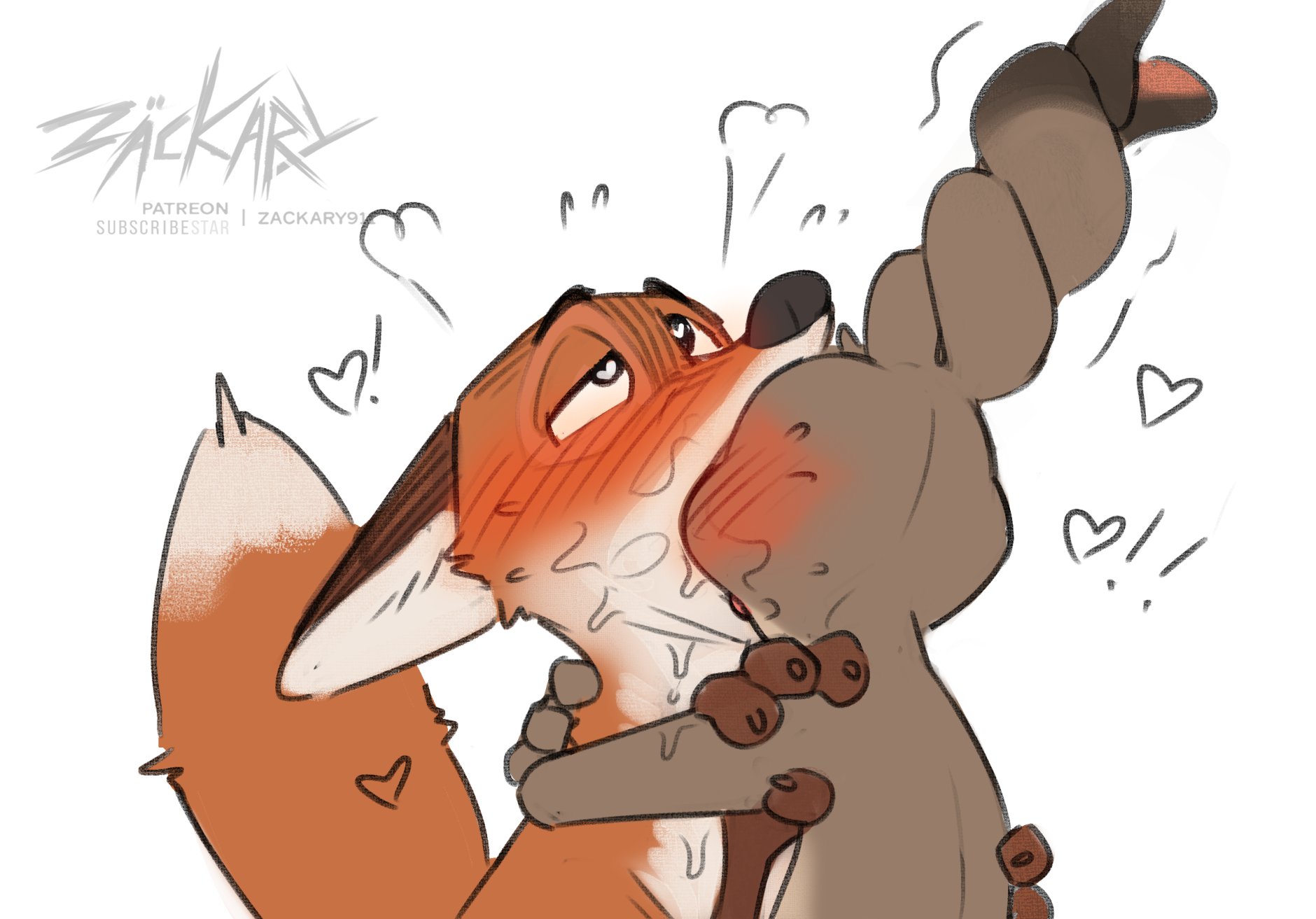 1female1male, duo, ear, female, fox, judy hopps, kissing, nick wilde, rabbit, tagme, zackary911, zootopia