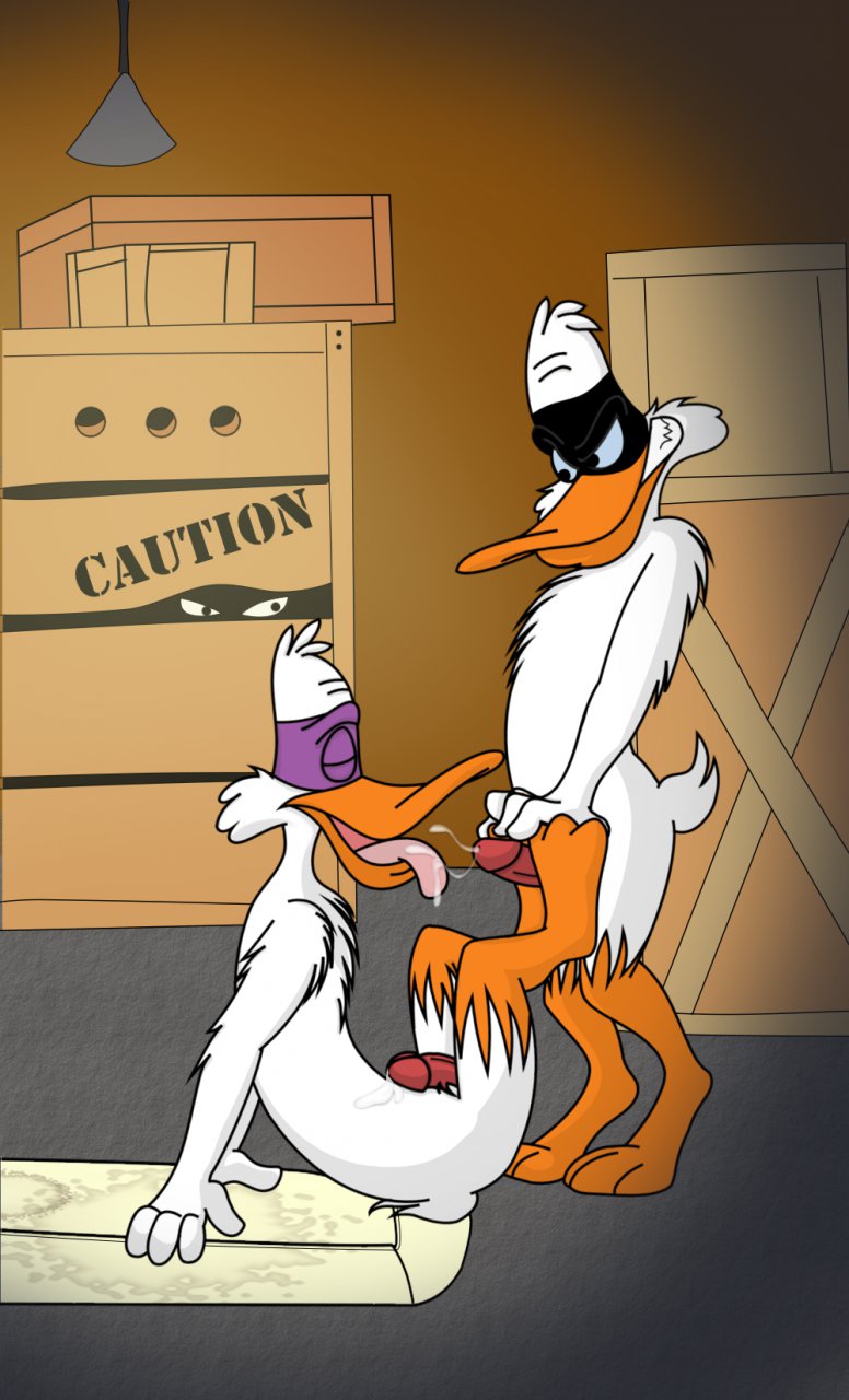 anthro darkwing_duck darkwing_duck_(character) disney fellatio furry gay ladyariaa male male_only multiple_males negaduck oral penis yaoi