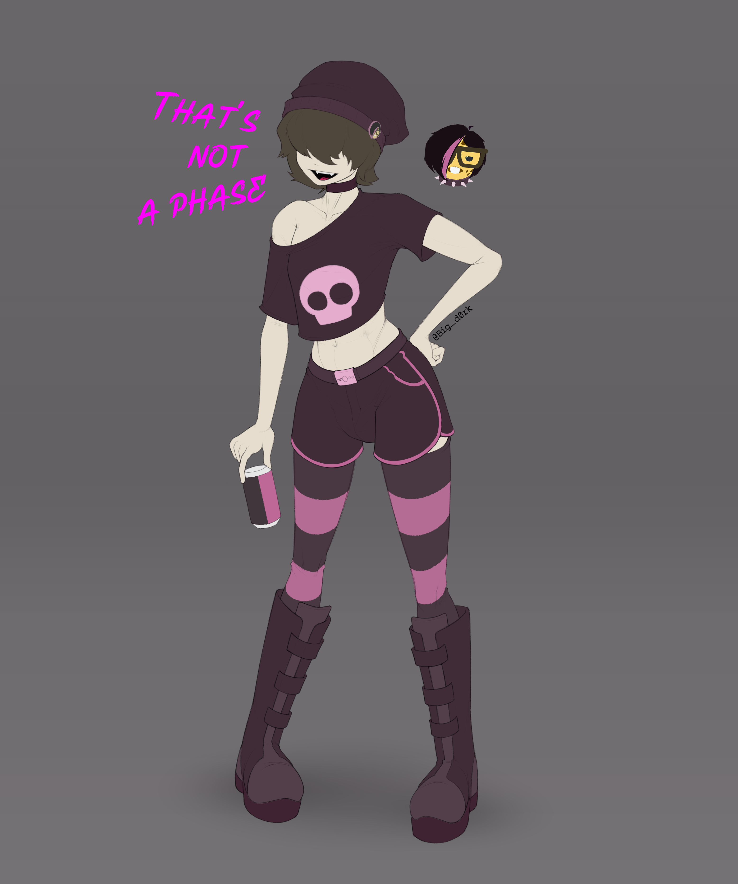 1boy, anothercrazysfmstuff, clothed, clothing, emo, english text, femboy, grey background, light skin, light-skinned male, male, male focus, male only, text, thick thighs, thighs, trap