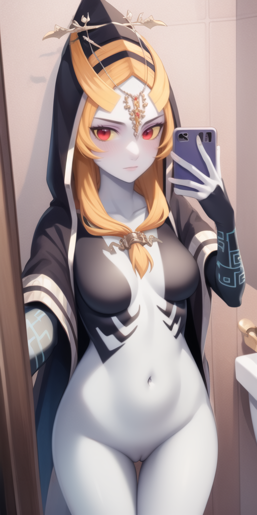 1girls ai_generated big_breasts black_bra breasts clothing female female_only happy long_hair midna nintendo pointy_chin public ruptuorie solo the_legend_of_zelda the_legend_of_zelda:_twilight_princess twili_midna twilight_princess