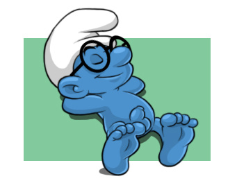 1boy blue_skin brainy_smurf cap closed_eyes ekuhvielle erection glasses green_background hands_behind_head male nude sleeping small_penis tagme the_smurfs uncut