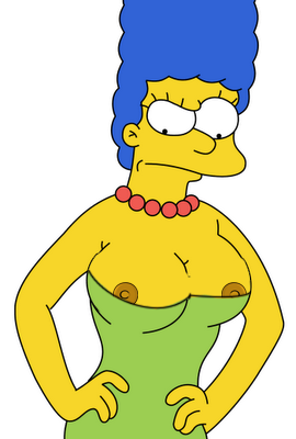 artist_request blue_hair breasts closed_mouth clothes color curly_hair dress female female_only flat_colors front_view frown hair human long_hair marge_simpson matt_groening_(style) mouth navel necklace open_eyes round_ears skin solo the_simpsons white_background yellow_skin