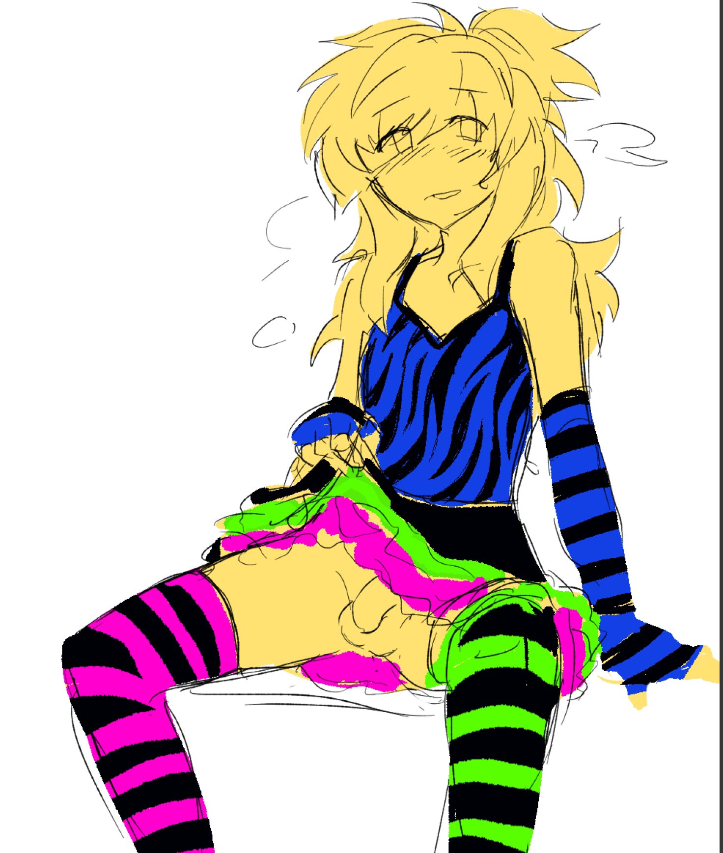 7ilesprower, balls, blush, clothed, clothing, colored sketch, flaccid, forsaken (roblox), functionally nude, futanari, intersex, lifting skirt, noob, noob (forsaken), noob (roblox), penis, roblox, roblox game, robloxian, scene (fashion), scene noob, shitpost, sketch, solo, solo futa, tagme
