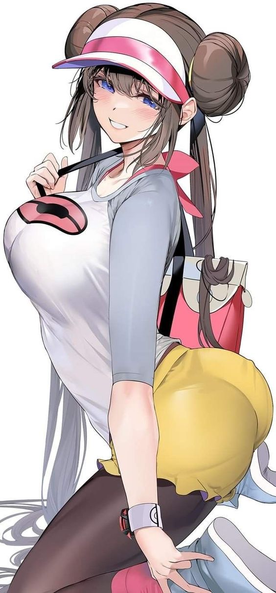 1girls, artist request, ass, big ass, big breasts, blue eyes, breasts, brown hair, female, female only, looking at viewer, miniskirt, pokemon, pokemon bw2, ponytail, rosa (pokemon), solo, solo female, solo focus
