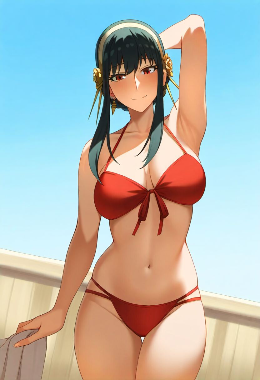 ai generated, breasts, female, female only, nai diffusion, solo, spy x family, stable diffusion, swimsuit, tagme, yor briar
