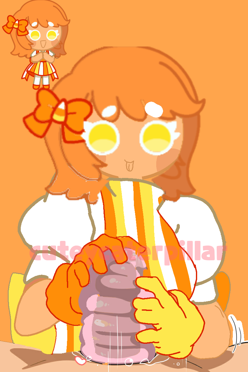 candy_corn_cookie(cuteycaterpillar) cookie_run cookie_run_kingdom cookie_run_ovenbreak cuteycaterpillar looking_at_viewer nurse nurse_cap nurse_uniform orange_hair smiling yellow_eyes