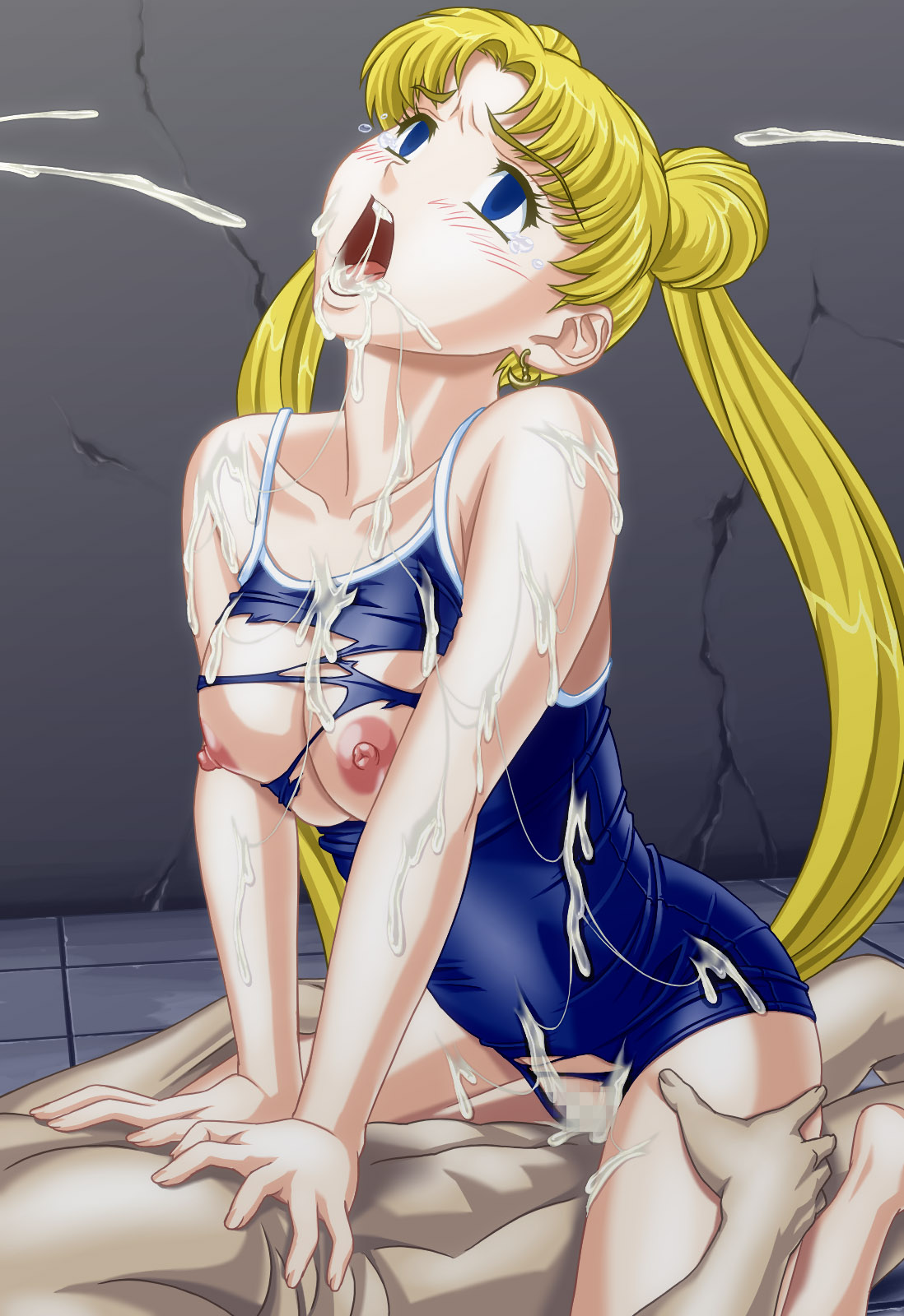 1girls apple_pie_(artist) areola big_areola big_breasts bishoujo_senshi_sailor_moon blonde_hair blue_eyes breasts bukkake busty censored cleavage cum cum_covered cum_in_mouth cum_inside cum_on_face double_bun earrings empty_eyes female female_focus fucked_silly girl_on_top hair_buns hourglass_figure human large_breasts male mind_break mind_broken nipples one-piece_swimsuit rape ripped_clothing straight swimsuit tagme torn_clothes usagi_tsukino voluptuous