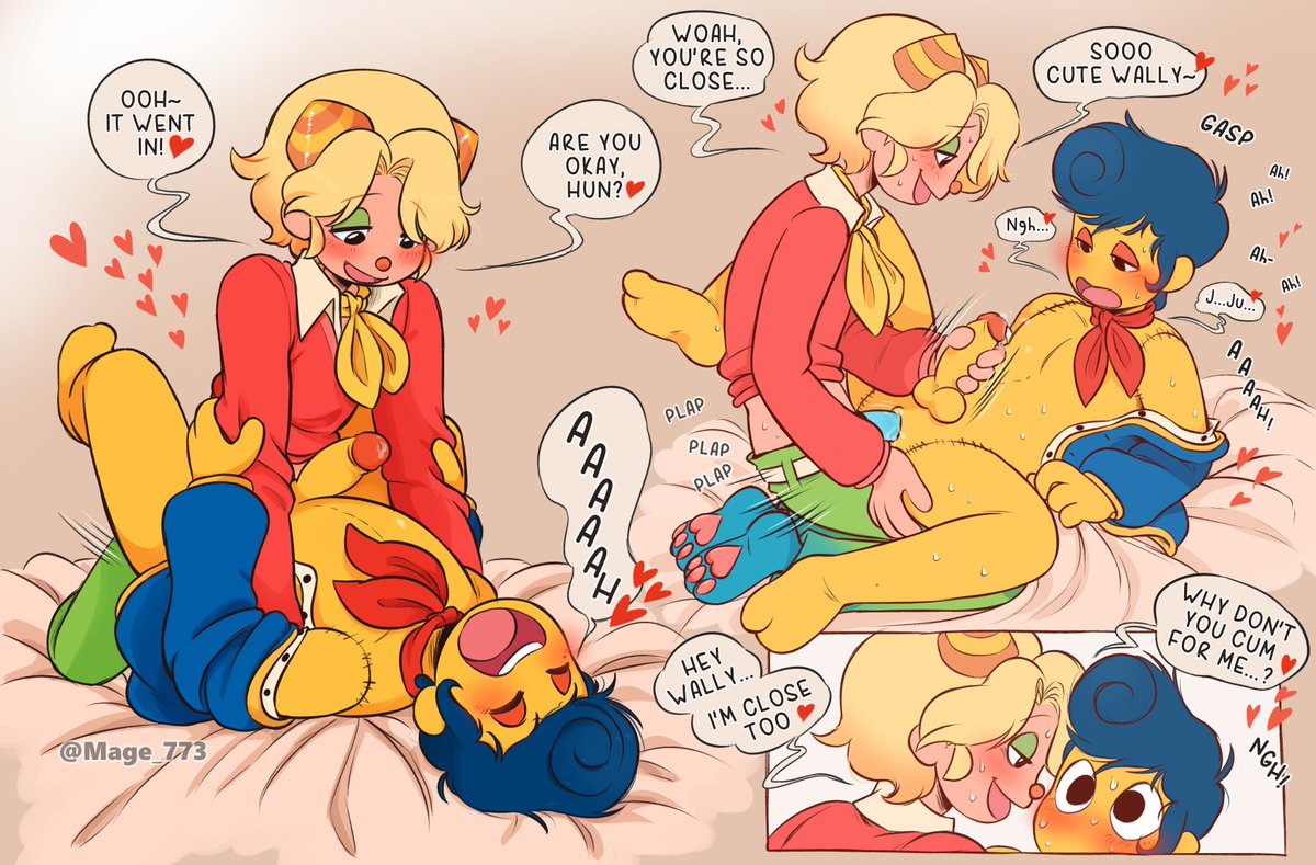 2boys, anal, gay, genderswap, genderswap (ftm), handjob while penetrating, julie joyful (welcome home), male, male penetrating, rule 63, strap-on, strapon, wally darling (welcome home), welcome home (puppet show), yaoi