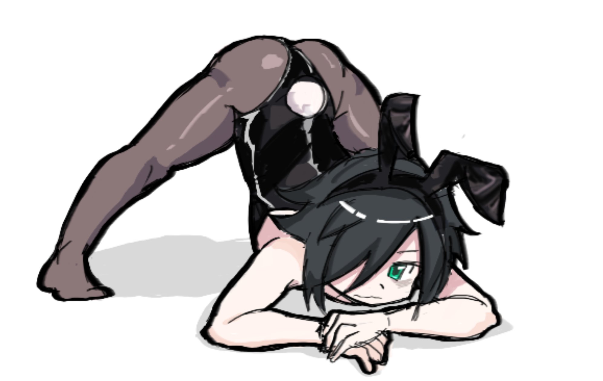 ass, ass up, bent over, black hair, black pantyhose, blush, bunny ears, bunny girl, bunny tail, bunnysuit, chromasen, female, jack-o pose, jimiko, kuroki tomoko, pantyhose, tagme, watashi ga motenai no wa dou kangaetemo omaera ga warui!