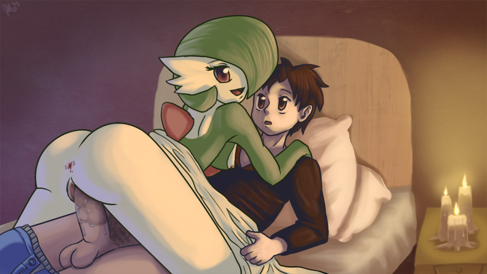 1boy 1girls anthro anus ass bed color female female_gardevoir gardevoir human interspecies light_skin male male_human minun_(artist) nintendo penis pokemon pokemon_(species) pokemon_rse sex skin straight vaginal_penetration vulva white_skin