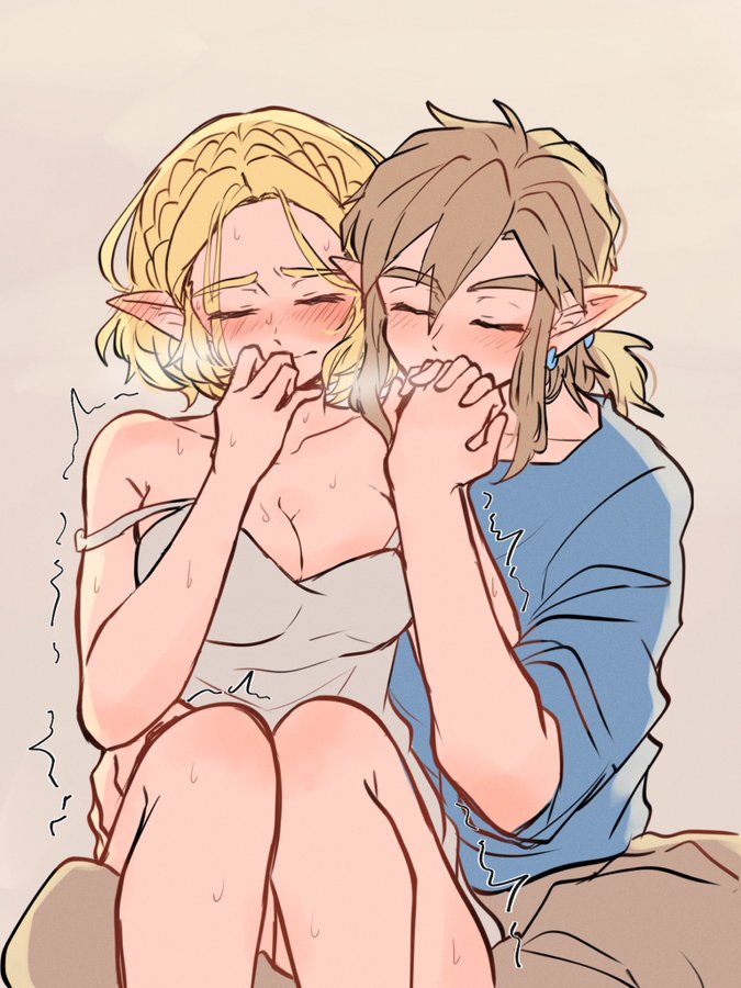 1boy aorin blonde blonde_female blonde_hair blush cute female handholding kissing link princess_zelda shivering shy tagme tears_of_the_kingdom the_legend_of_zelda wholesome zelda_(tears_of_the_kingdom)