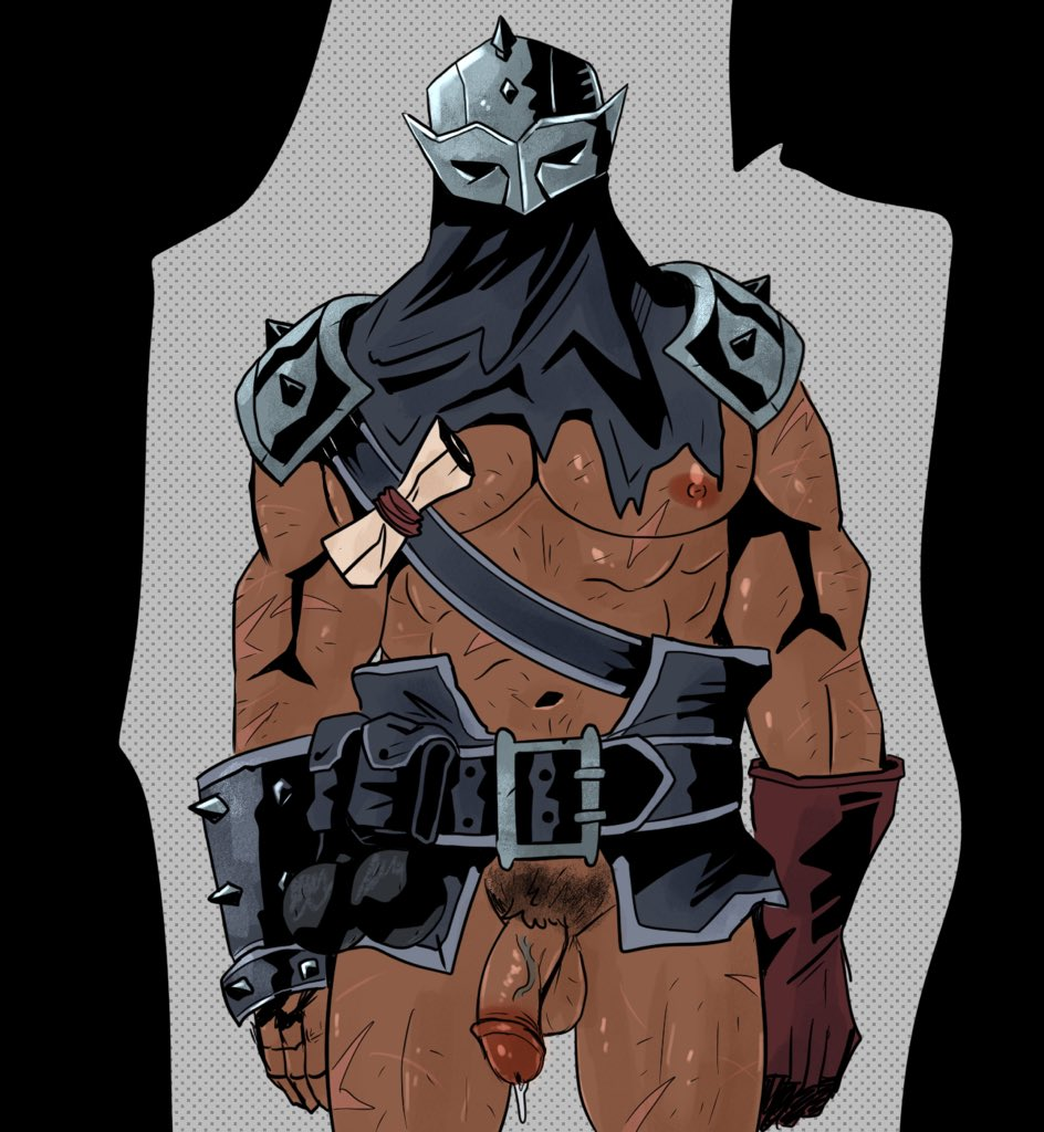 1boy balls bara bounty_hunter_(darkest_dungeon) darkest_dungeon helmet male male_nipples male_only male_pubic_hair muscular_male nipples nude penis pupsotherstuff