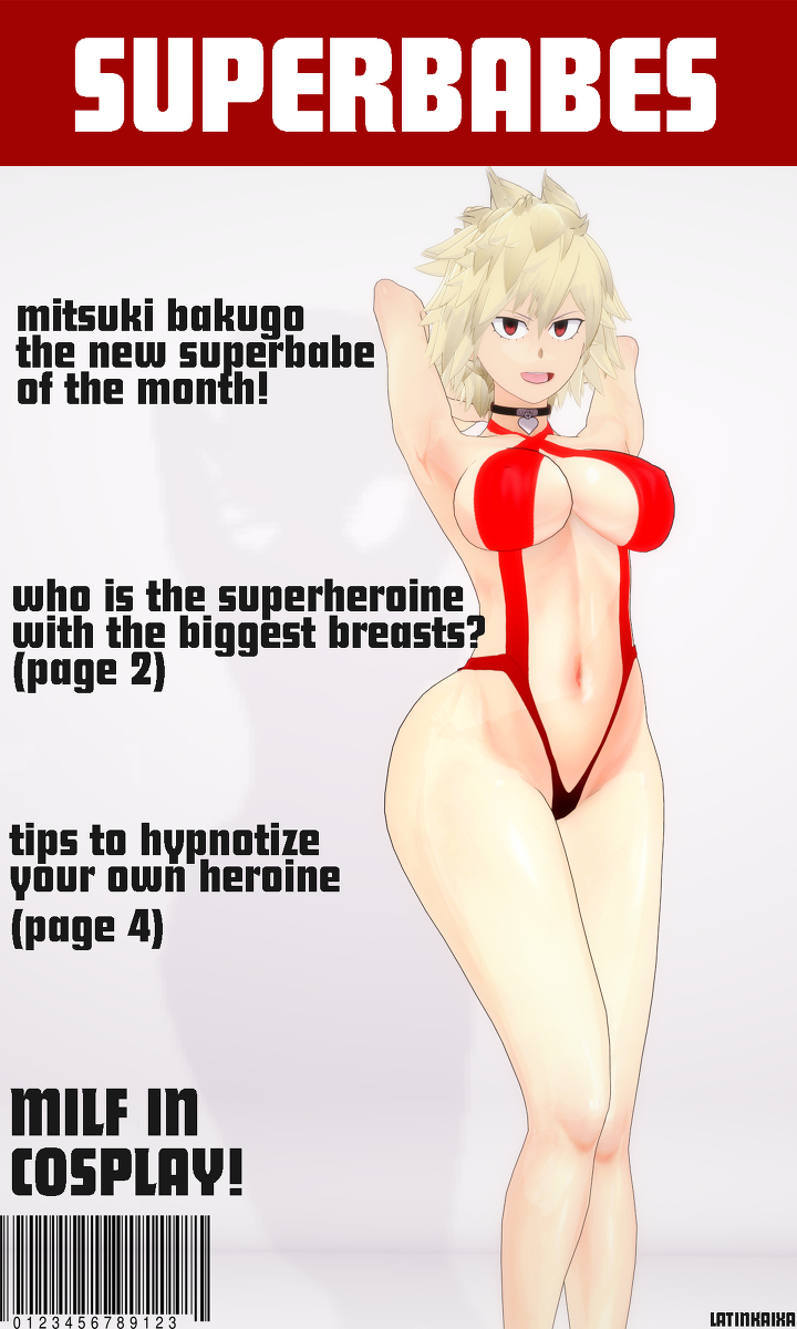 3d artist_name bakugou_mitsuki barcode blonde_hair boku_no_hero_academia english_text latinkaixa magazine_cover milf mitsuki_bakugou my_hero_academia red_swimsuit spiky_hair swimsuit