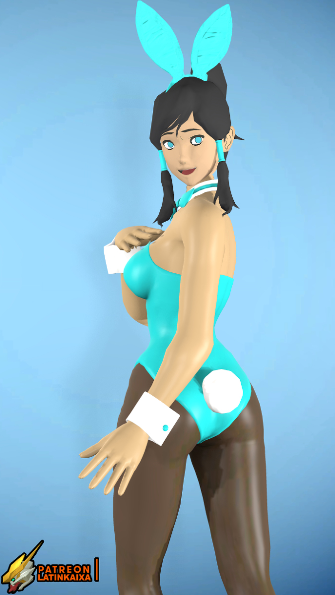 1girls 3d artist_name blue_leotard bunny_ears bunnysuit korra latinkaixa leotard playboy_bunny the_legend_of_korra