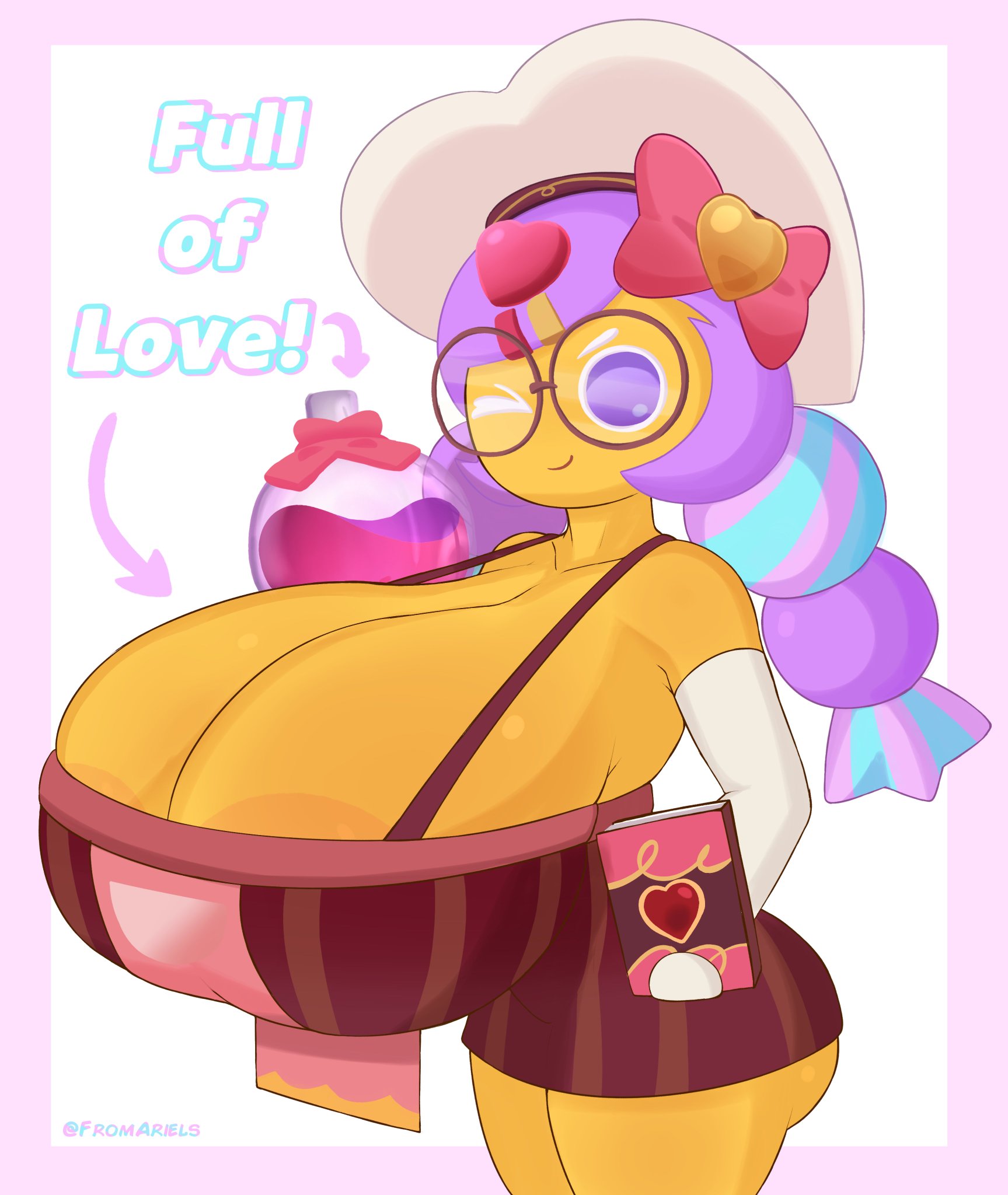 alchemist cookie, big breasts, breasts, breasts bigger than head, cookie run, cookie run kingdom, cookie run ovenbreak, deviantart, female, female only, fromariels, glasses, hyper, hyper breasts, tagme