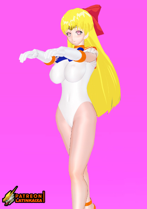 1girls 3d artist_name bishoujo_senshi_sailor_moon blonde_hair cg hypnosis koikatsu latinkaixa leotard minako_aino sailor_venus white_leotard