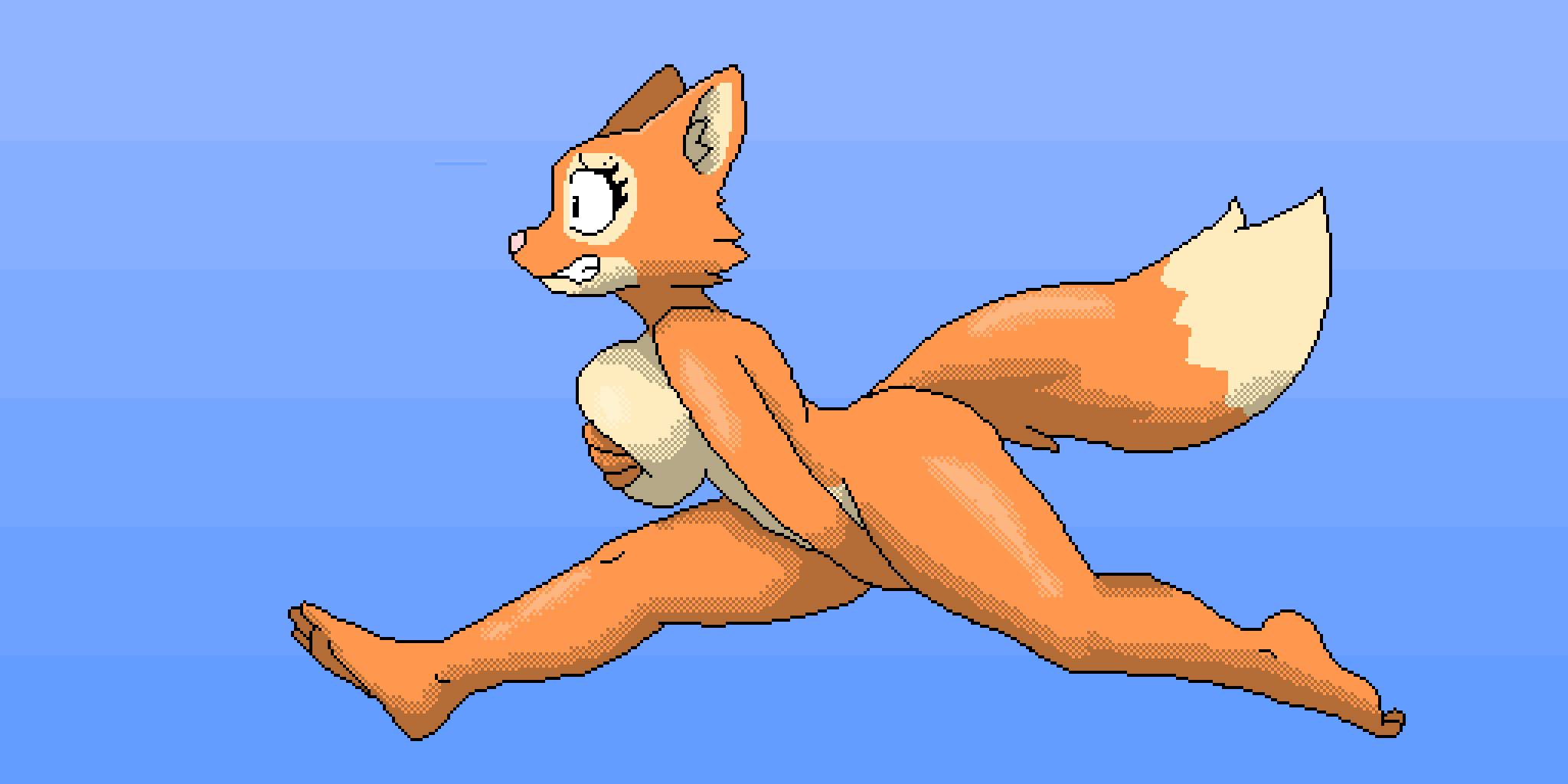 anthro barefoot chunkiroll completely_nude covered_nipples covered_pussy covering covering_breasts covering_crotch diane_foxington dreamworks dreamworks_animation embarrassed embarrassed_nude_female enf female female_only fox fully_nude nude running streaking the_bad_guys