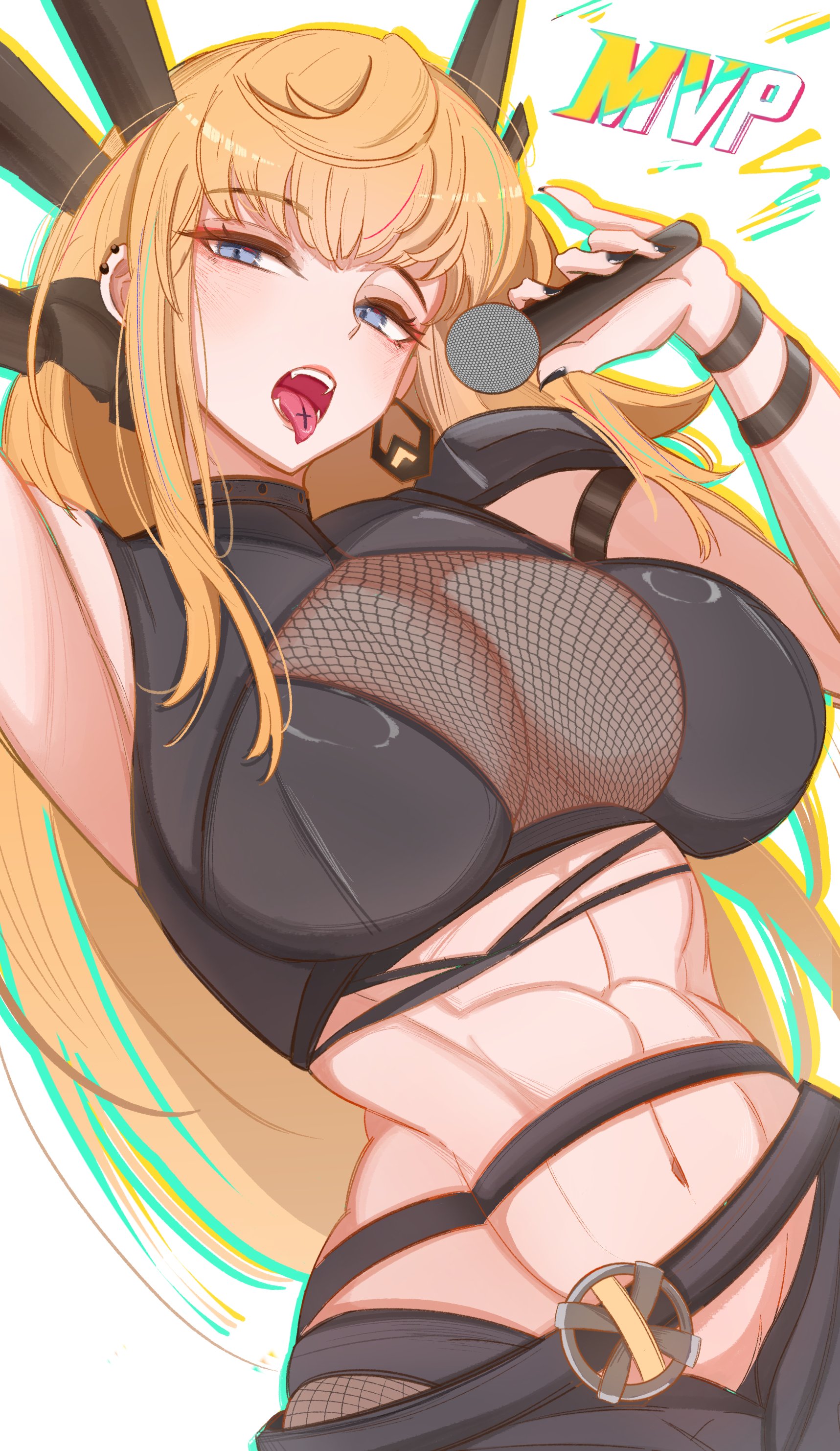 0nineo9, 1girls, 2d, abs, big breasts, breasts, cleavage, clothed, clothed female, female, female only, fully clothed, magik (illyana rasputin), magik (marvel rivals), marvel, marvel comics, marvel rivals, microphone, solo, x-men