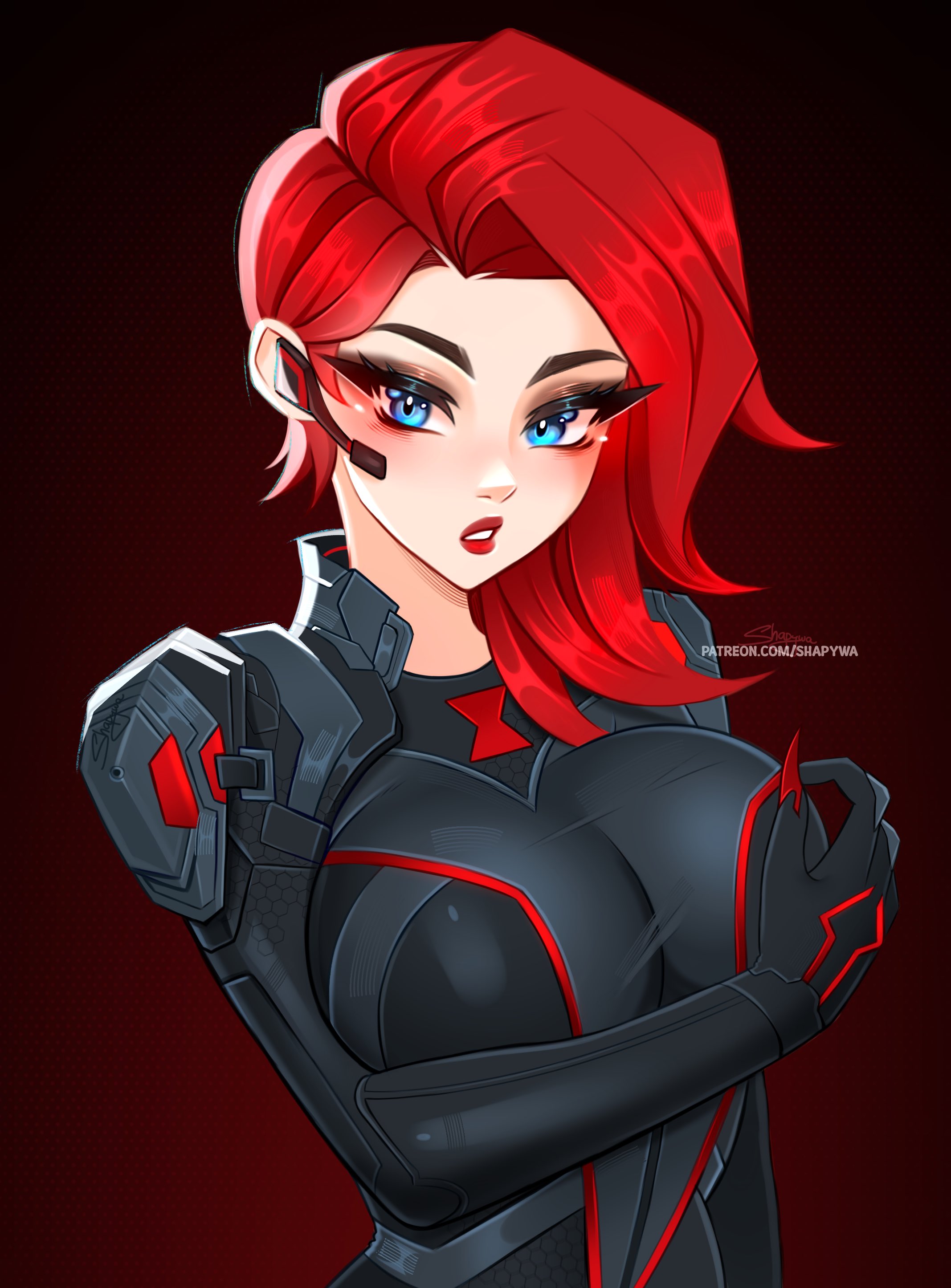 1girls, big breasts, black widow (marvel rivals), black widow (marvel), breasts, female, female only, marvel, marvel comics, marvel rivals, natasha romanoff, red hair, shapywa, skintight, tagme