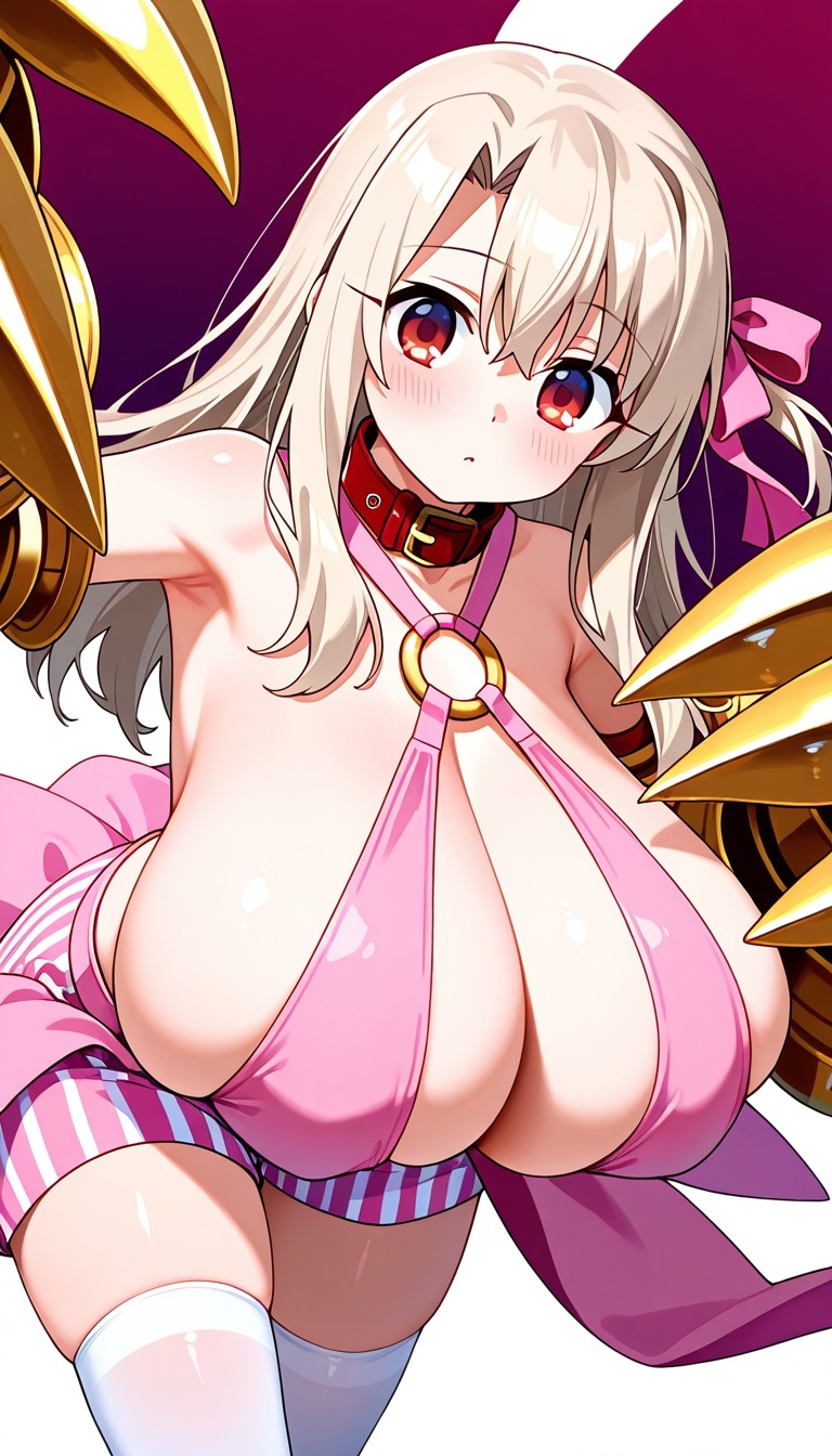 ai_generated big_breasts breasts cosplay fate/grand_order fate_(series) illyasviel_von_einzbern large_breasts passion_lip red_eyes thighs white_hair white_skin younger_female