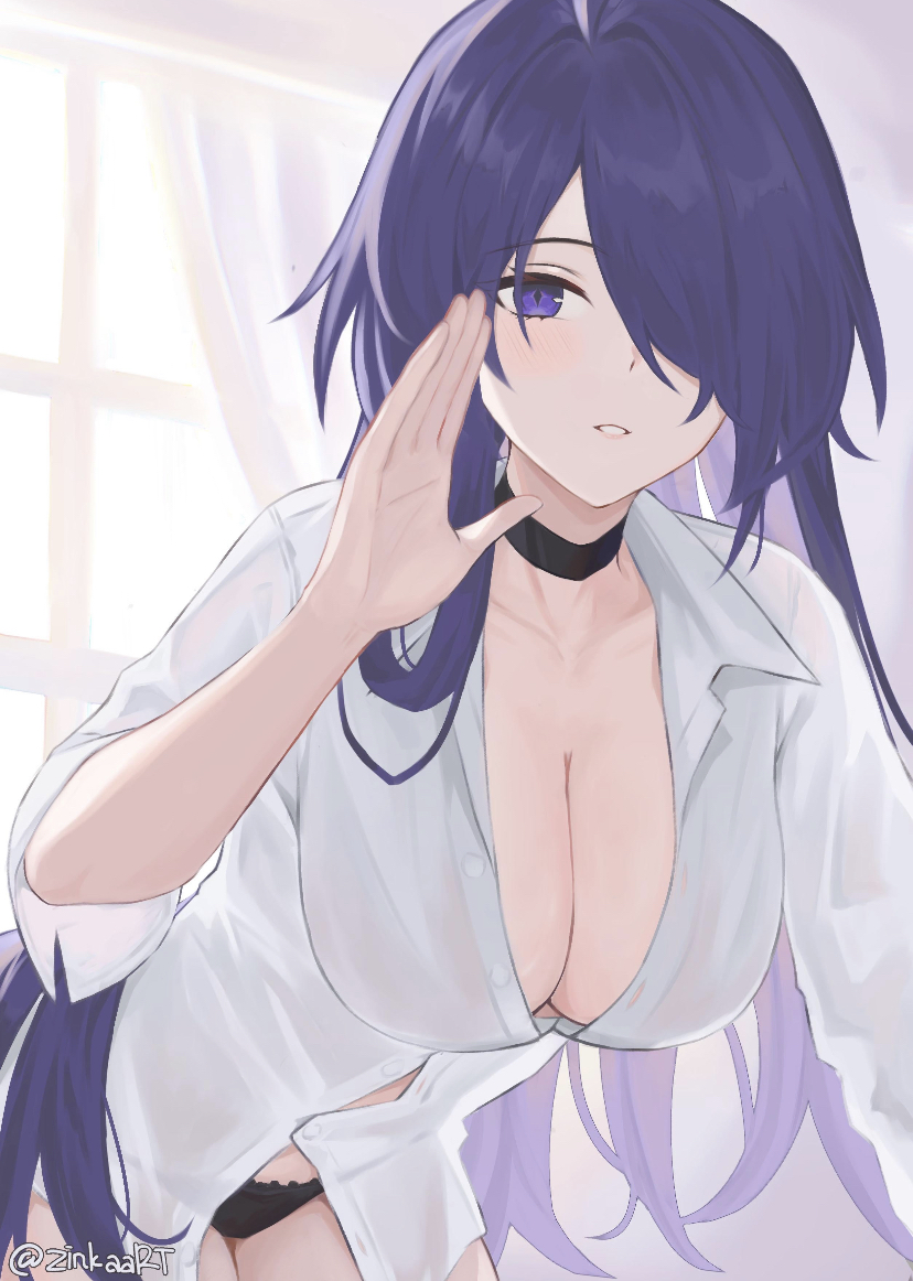 acheron (honkai: star rail), armpits, big breasts, breasts, clothed female, cute, female, honkai: star rail, sweaty, unknown artist
