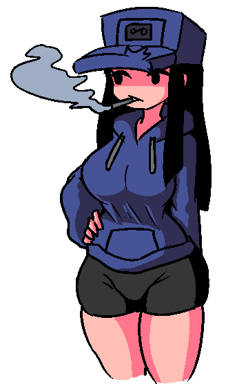 1girl 1girls big_breasts breasts cassette_girl cigarette clothing dracoarcto female female_only friday_night_funkin jacket light-skinned_female newgrounds pixel_art smoking solo tagme thick_thighs voluptuous voluptuous_female white_background