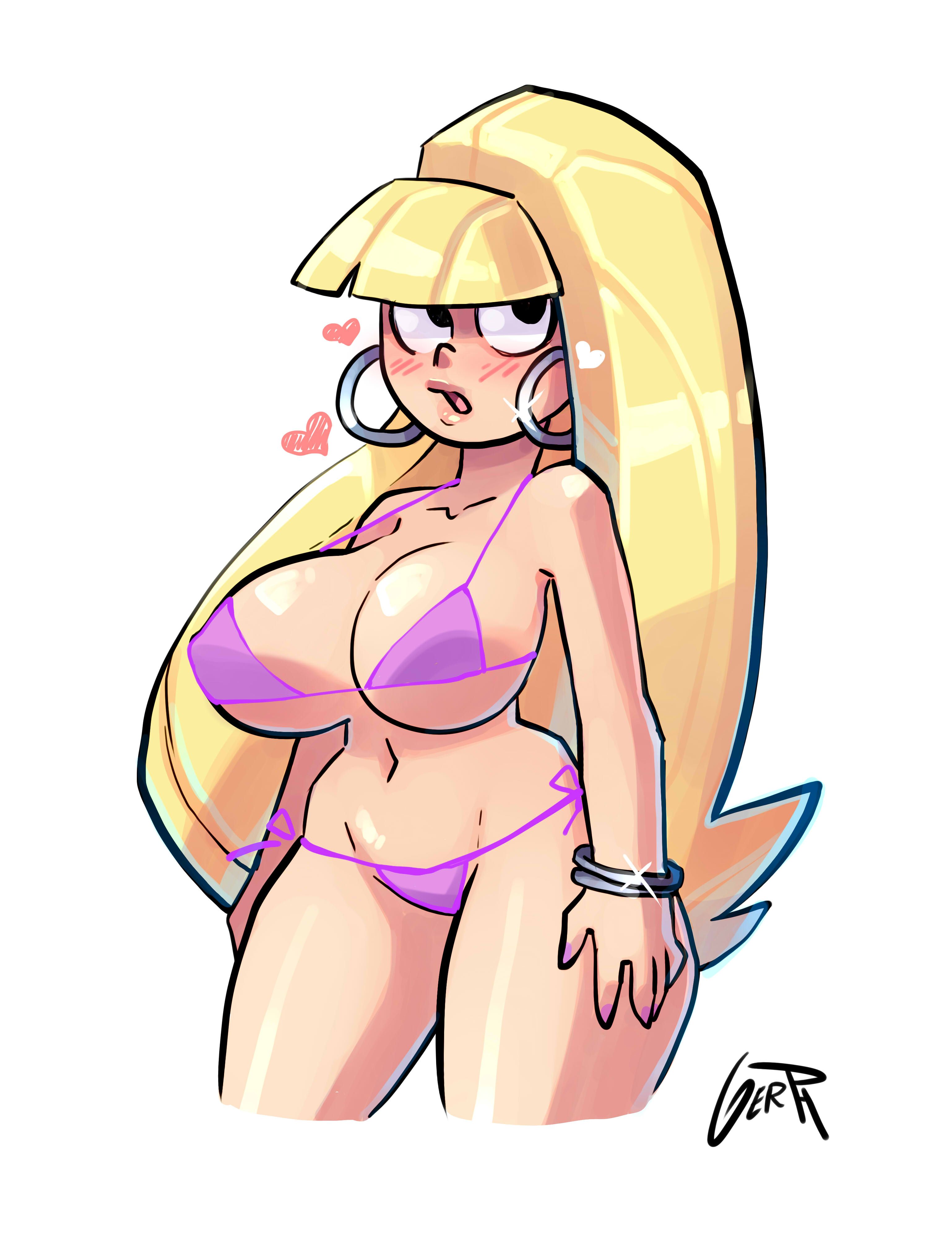 1girls, aged up, big boobs, big breasts, bikini, bikini bottom, bikini top, blonde female, blonde hair, blonde-haired female, boobs, breasts, disney, disney channel, disney xd, eyeshadow, female, female only, gerph, gravity falls, human, long hair, long-haired female, looking at viewer, make up, makeup, pacifica northwest, solo, swimsuit, swimwear
