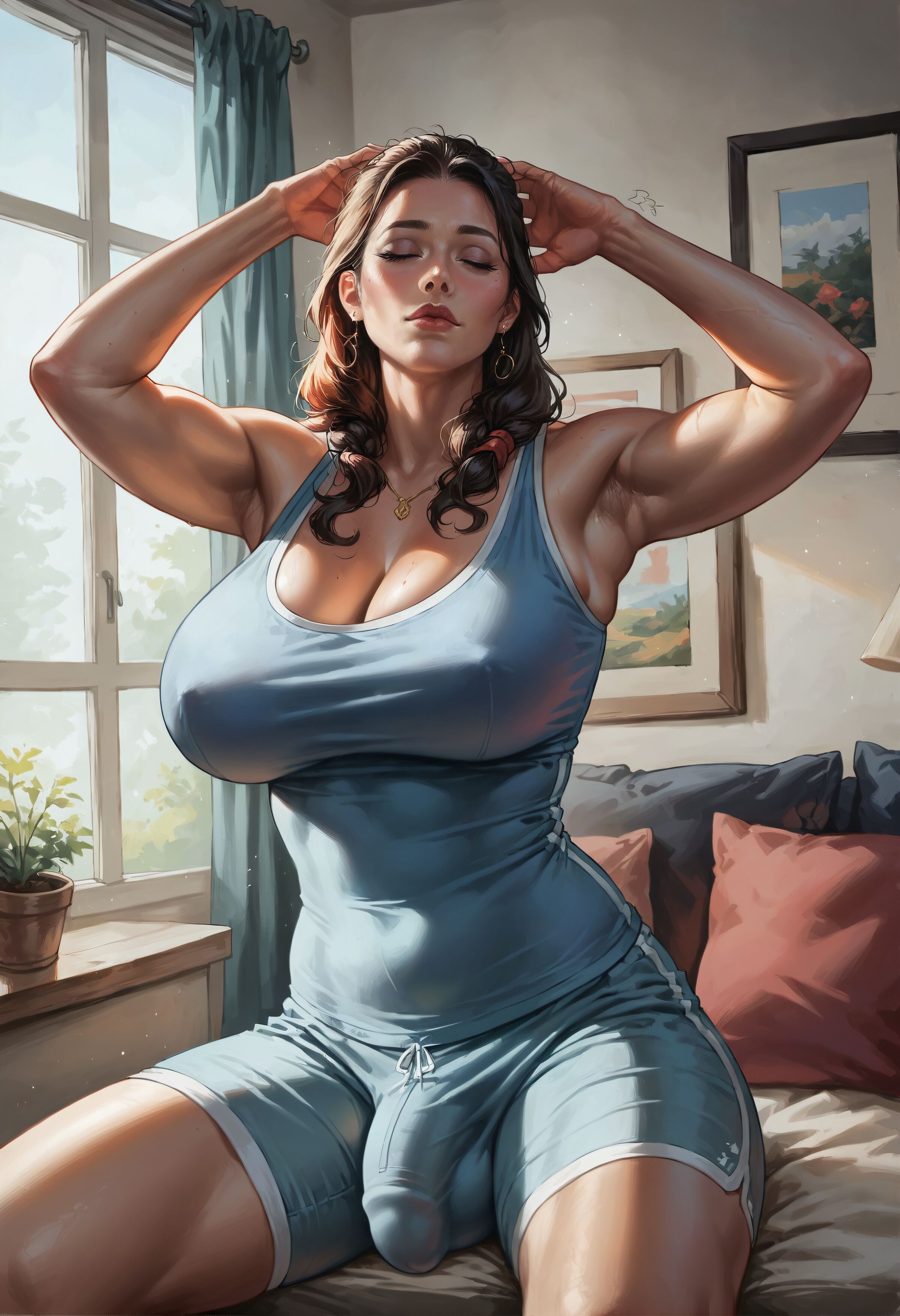 1futa, ai generated, balls, breasts, bulge, dickgirl, flaccid, futa only, futadiffusion, futanari, intersex, penis, perfect body, ready to fuck, solo