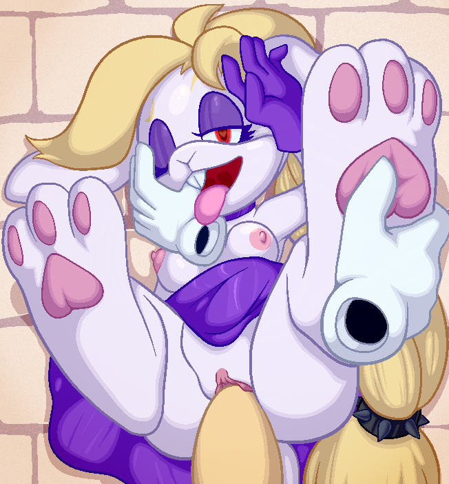 1girls anthro blonde_hair breasts broodal bunny_ear bunny_ears bunny_girl bunny_tail collar falling_in_love feet female female_only gloves hand_on_feet hand_on_paw hariet_(mario) heart heart-shaped_pupils human_on_anthro looking_back mario mario_(series) nintendo paws purple_dress rabbit rabbit_ears rabbit_girl rabbit_humanoid solo super_mario_odyssey thanu tongue tongue_out unseen_male_face vaginal_penetration vaginal_sex wall