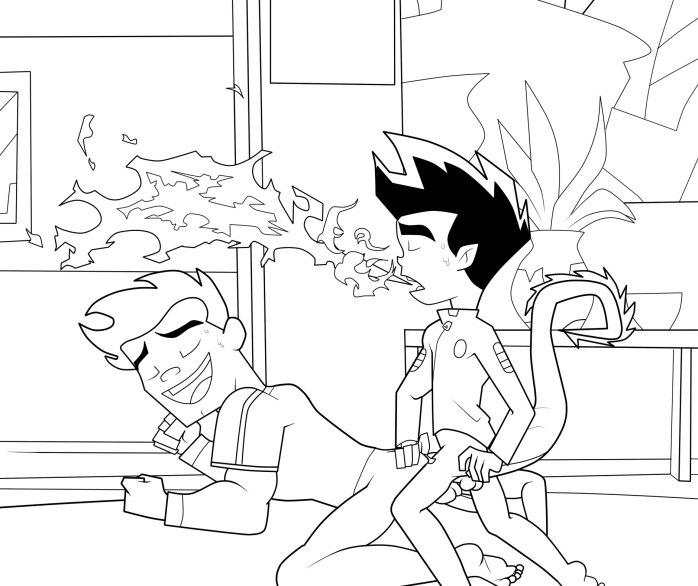 2boys american_dragon:_jake_long anal anal_sex brad_morton disney fire_breath fire_breathing from_behind gay ink jake_long line_art lineart male male_only tagme tail unknown_artist yaoi