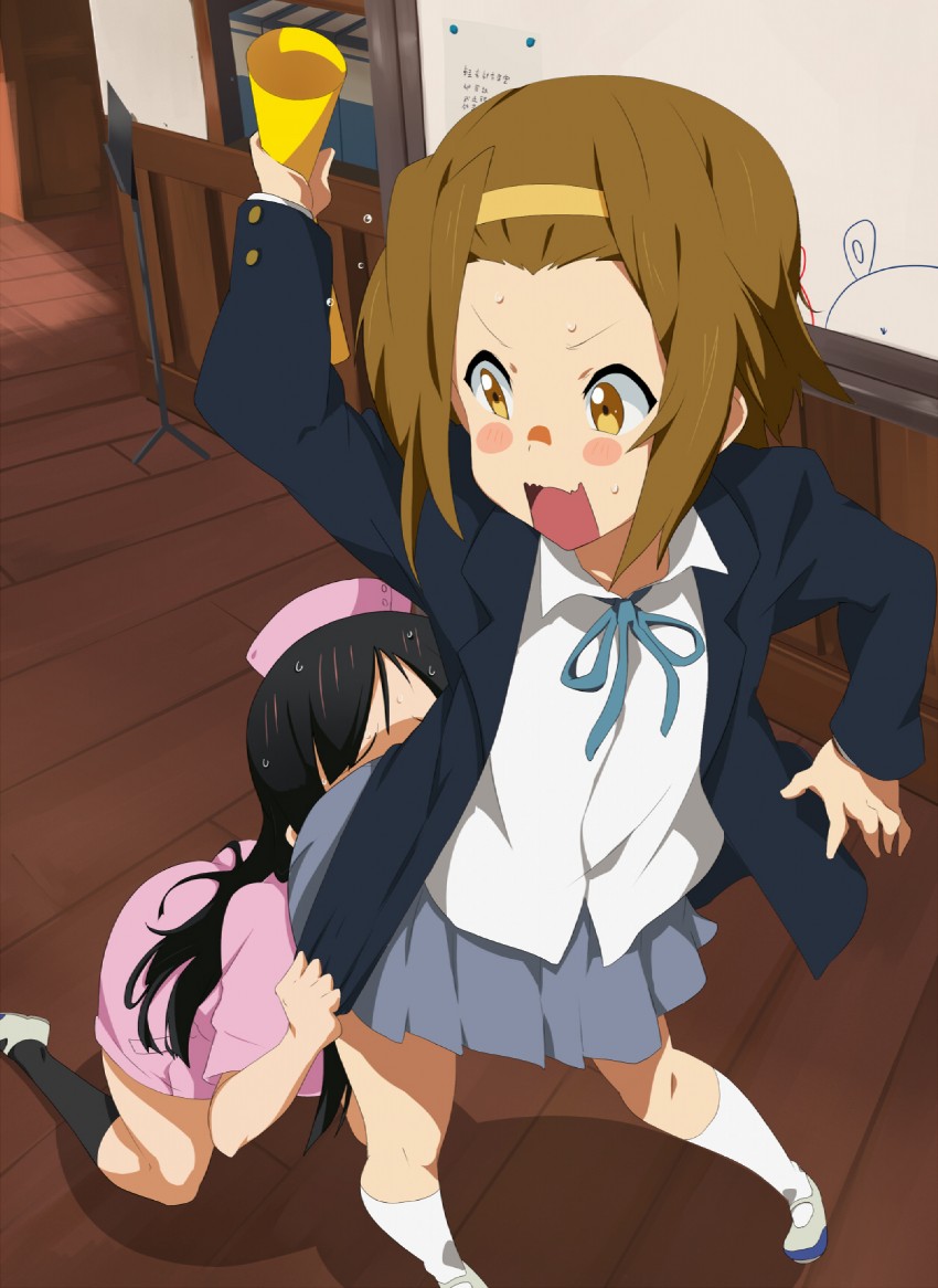 2girls, ass to face, female, human only, k-on!, mio akiyama (k-on!), nuezou, nurse uniform, ritsu tainaka (k-on!), yuri