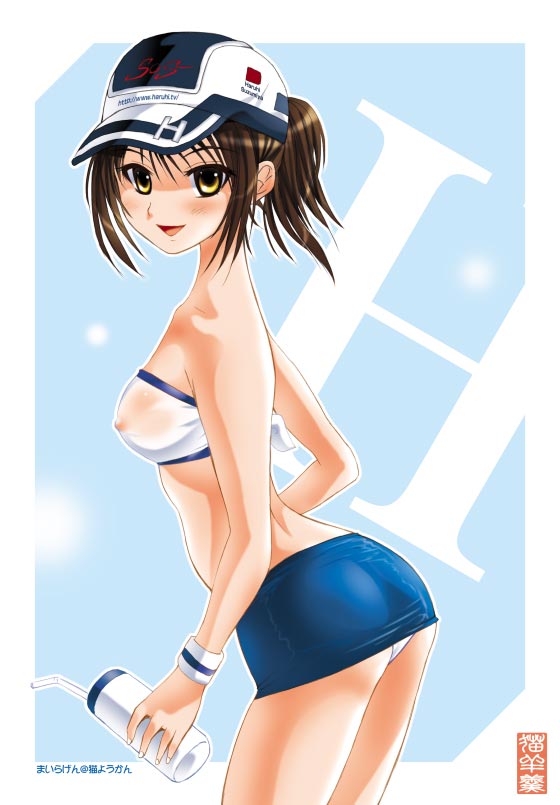 brown_hair female female_only hat human maira_gen ponytail short_hair solo suzumiya_haruhi suzumiya_haruhi_no_yuuutsu tied_hair wet