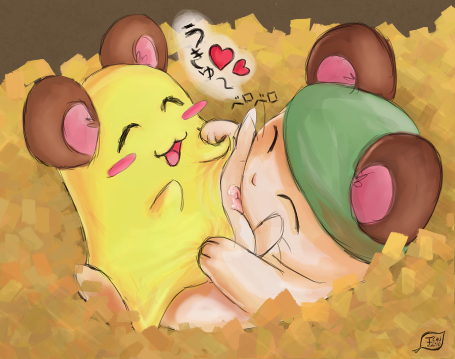 2010 age_difference blush_sticker cappy_(hamtaro) chu_(artist) cunnilingus female hamster hamtaro_(series) heart japanese_text male oral oral_sex penelope_(hamtaro) pussy rodent sex smile straight tagme vaginal_penetration