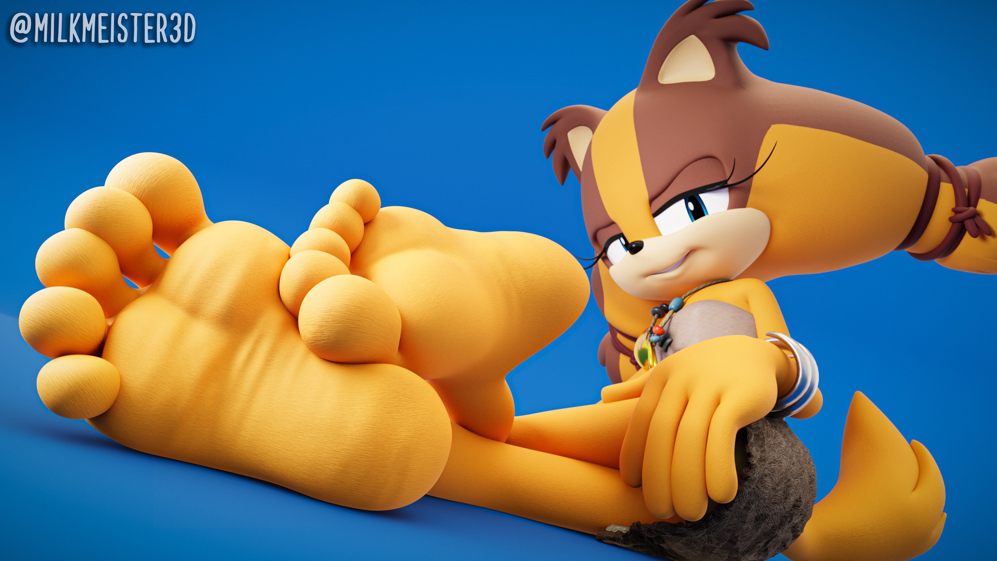 1girls, 3d, anthro, feet, female, foot fetish, foot focus, furry, milkmeister3d, mobian (species), sonic (series), sonic the hedgehog (series), sticks the badger, sticks the jungle badger