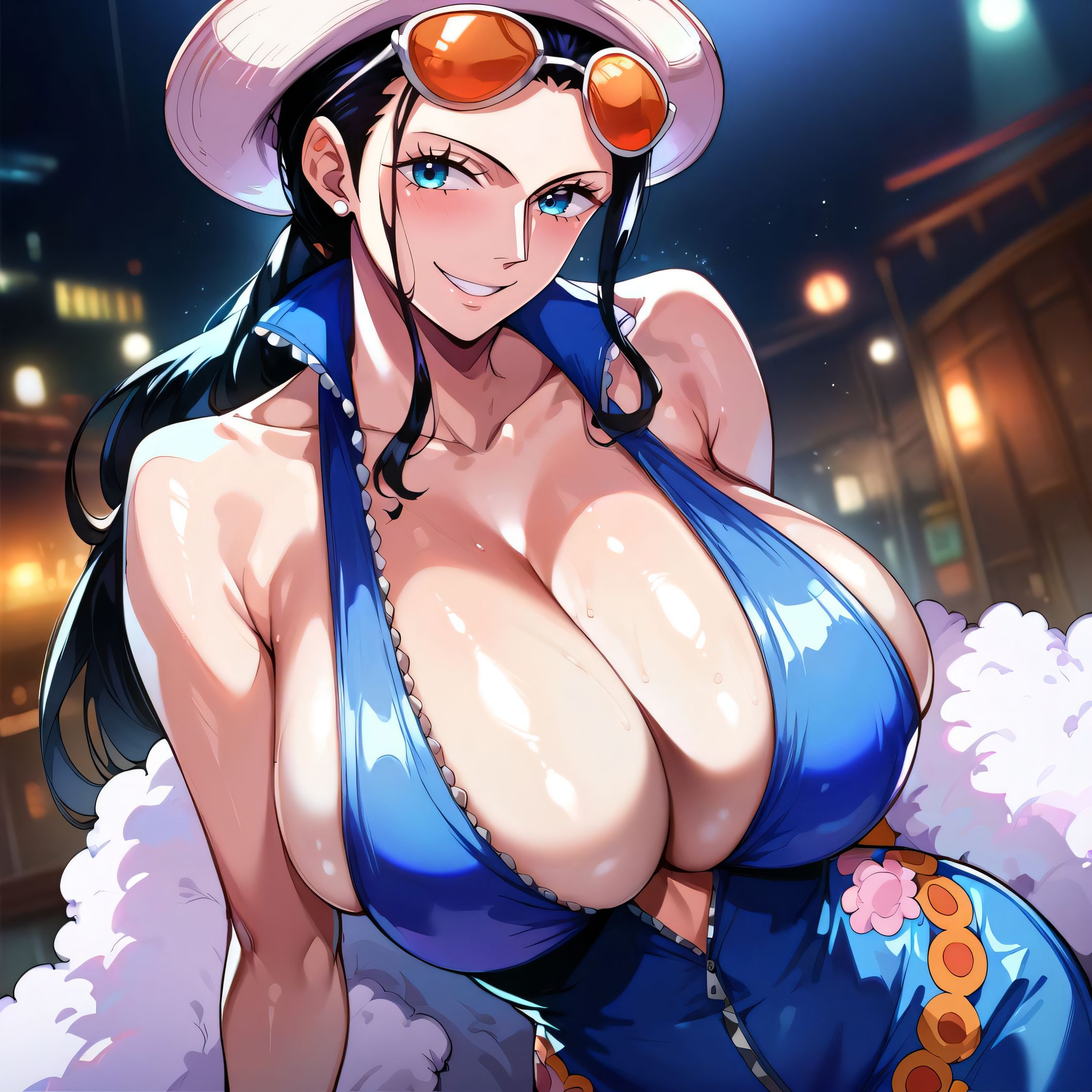 1girls, ai generated, alternate breast size, artist request, big breasts, breasts, busty, curvaceous, curvy, curvy body, curvy female, curvy figure, female, female only, huge breasts, large breasts, nico robin, nipples, one piece, sweat, sweating, sweaty, sweaty body, sweaty breasts, thick thighs, thighs