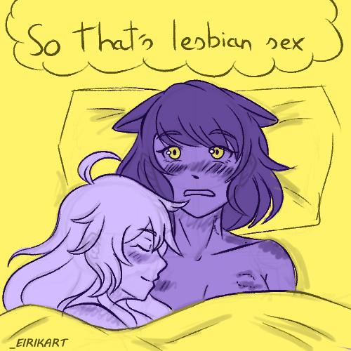 2girls, afterglow, blake belladonna, canon couple, eirikart, female, lesbian sex, rwby, tagme, tagme (artist), yang xiao long, yuri