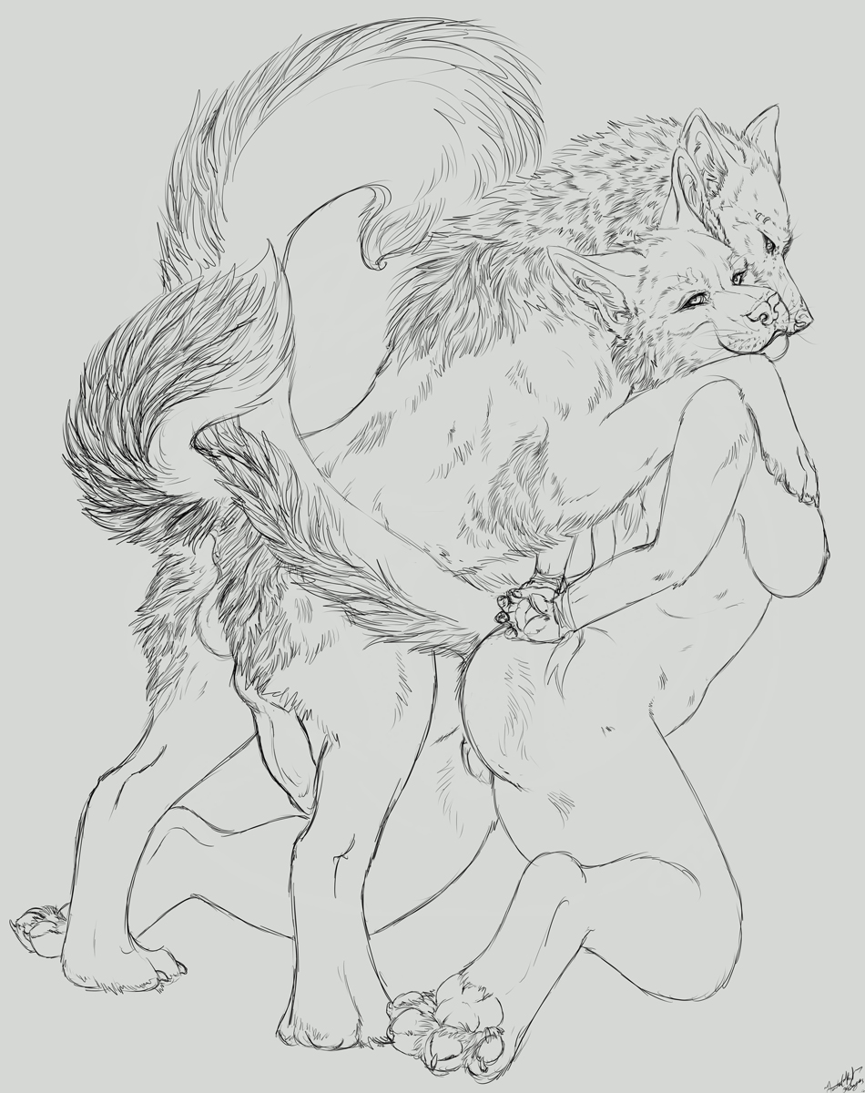 anatomically_correct anthro anthro_on_feral breasts canine crimsondragoon12 doggy_style feral foxcat from_behind interspecies krimzen kyros sex sideboob wolf xredwing zoophilia