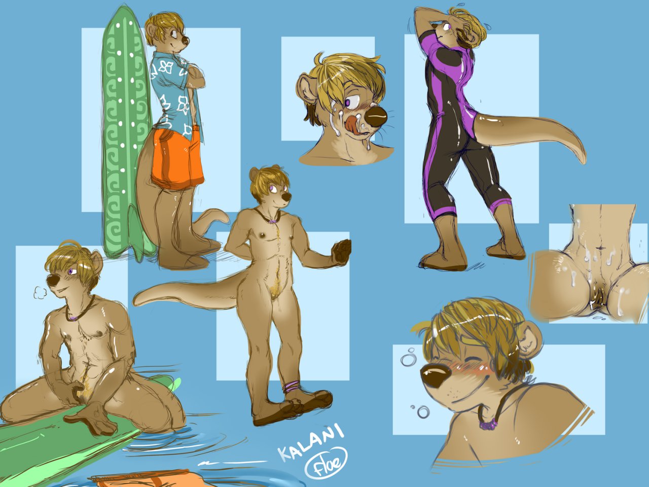 blonde_hair cum cum_on_face cum_taste cuntboy floebean hair intersex male model_sheet mustelid nipples otter pubes pussy surfer wetsuit