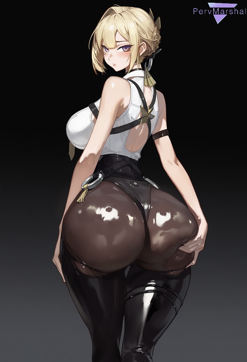 1girls, ai generated, ass, big breasts, breasts, evelyn chevalier, female, female only, from behind position, huge ass, marshalperv, pantyhose, pervmarshal, thick thighs, torn pants, zenless zone zero