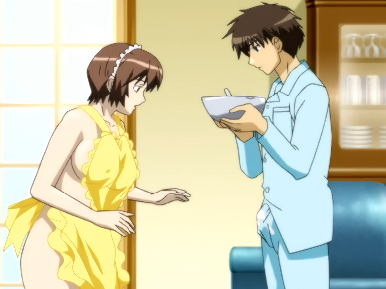 1boy 1girls ass before_blowjob before_creampie before_fellatio before_sex before_vaginal_penetration big_breasts bowl breasts brown_hair brown_hair_female brown_hair_male butt clothed/nude clothed_male clothed_male_nude_female completely_naked completely_naked_female completely_nude completely_nude_female cup enormous_ass enormous_breasts enormous_butt enormous_tits female fushimi_kenta gigantic_breasts gigantic_tits huge_ass huge_breasts huge_butt large_breasts lewd lewd_female maid_headdress male massive_ass massive_breasts massive_butt massive_tits mature_female milf naked naked_apron naked_female nipples_visible_through_clothing nonomiya_momoko nude nude_apron nude_female pajamas pervert pervert_female plate screencap shimai_tsuma_3 shimaizuma_3 short_hair super_breasts super_tits whisk wine_glass yellow_apron