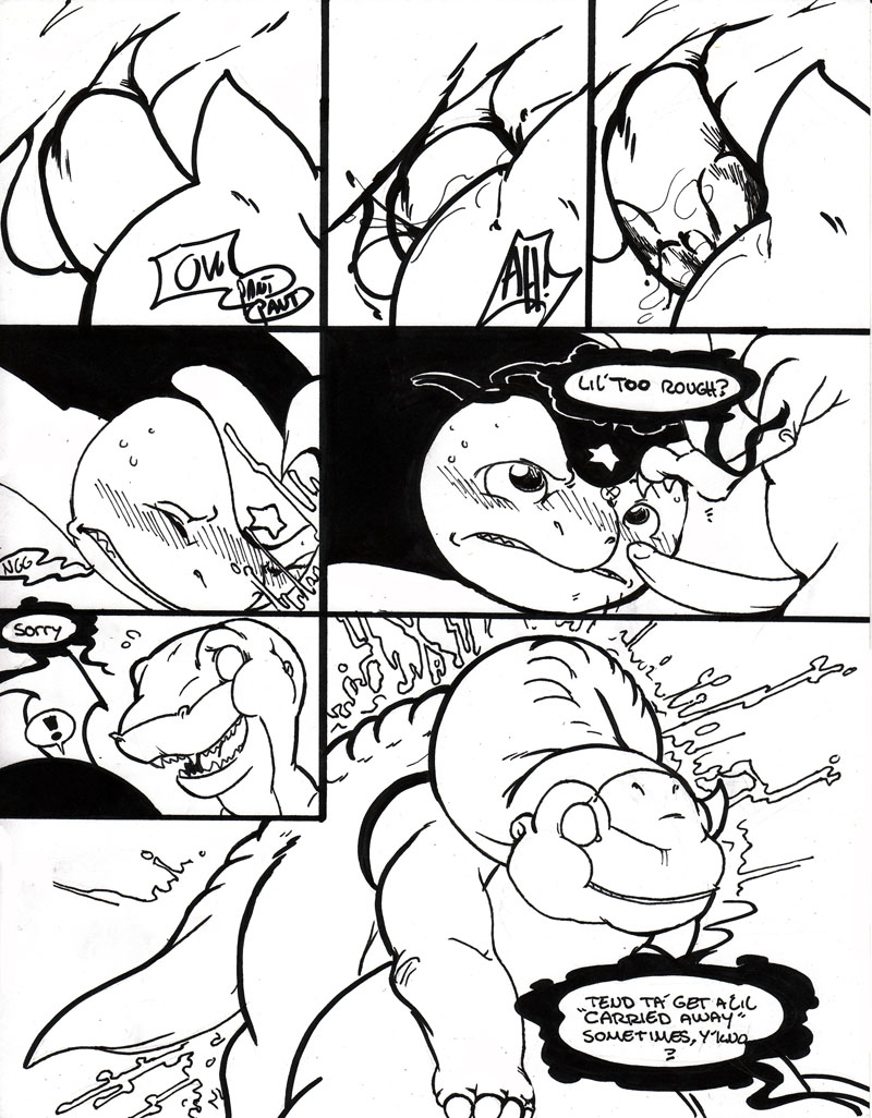 anal bayleef black_and_white chomper_(the_land_before_time) comic crossover feral furry gay littlefoot male monochrome nicobay nintendo no_humans penis pokemon pokemon_(species) rough_sex tderek99 the_land_before_time video_games