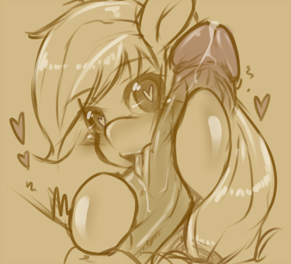 10s 2013 applejack_(mlp) blush brown_background duo equine erection female feral friendship_is_magic handjob heart horse hua113 licking long_hair looking_at_viewer male monochrome my_little_pony open_mouth penis plain_background pony precum saliva sepia sepia_tone sketch tongue tongue_out