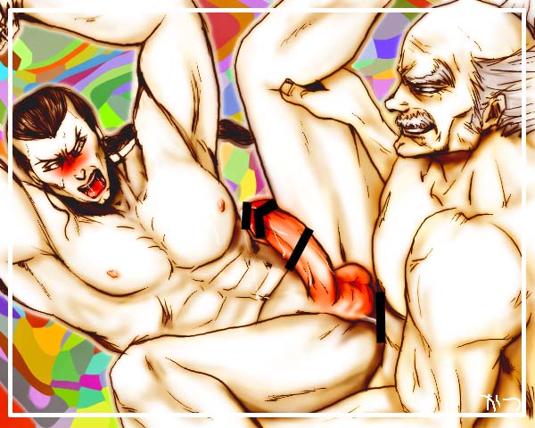 2boys 2d 2d_(artwork) 2d_artwork 2humans 2males anal anal_insertion anal_sex bandai_namco blushing_male blushing_profusely censor_bar censored_penis dirty_old_man embarrassed_nude_male evil_smile feng_wei fighters gay gay_anal gay_sex heihachi_mishima legs_spread legs_up looking_at_partner male male/male male_focus male_only male_penetrated male_penetrating male_penetrating_male martial_artist mature mature_male old_man older_male_younger_male tekken unknown_artist yaoi