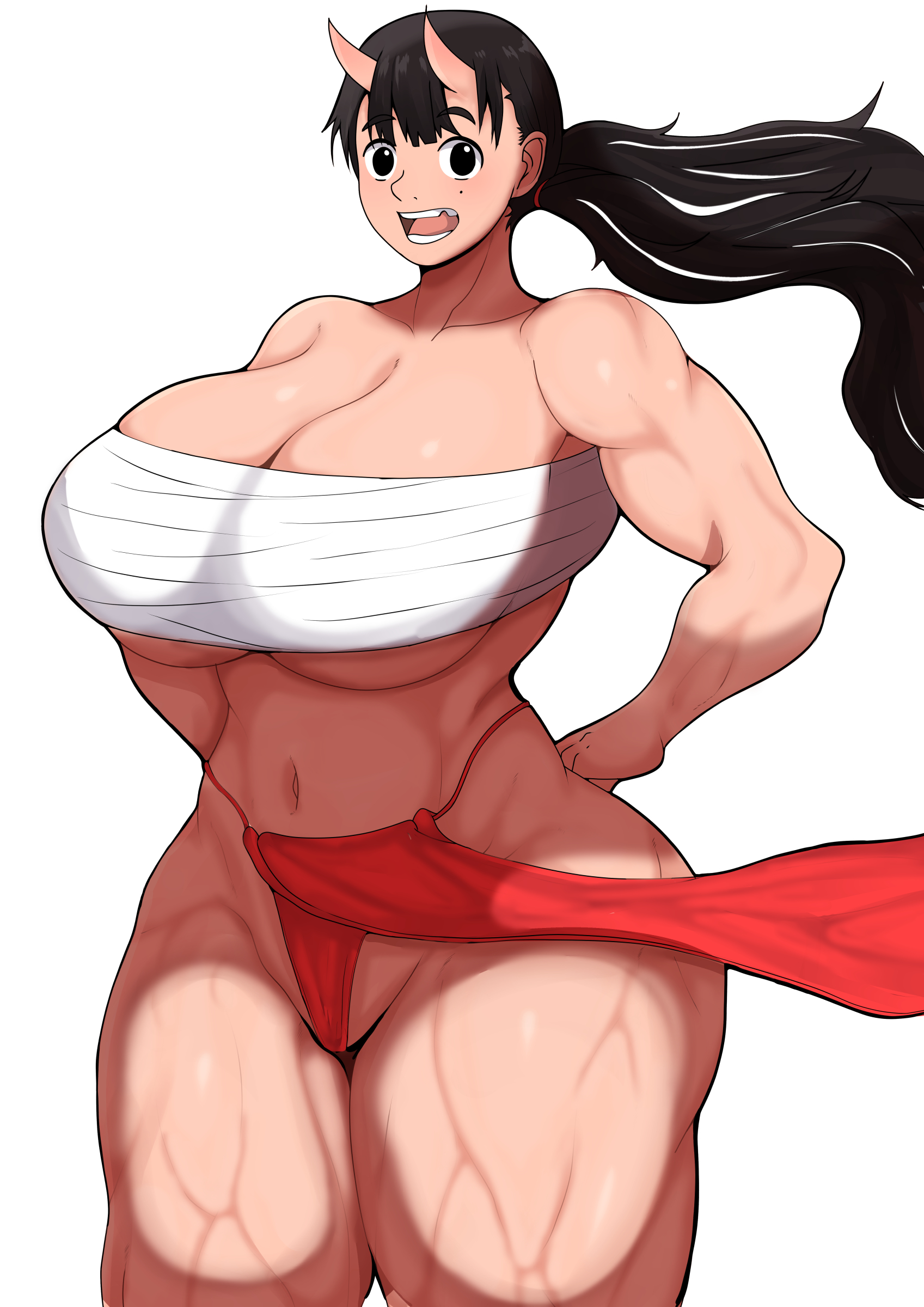 alternate version at source, an luo man yu, breasts, dungeon meshi, female, huge breasts, inutade, muscular, muscular female, thick thighs, underboob, w77qzotrrb1oslo, wide hips