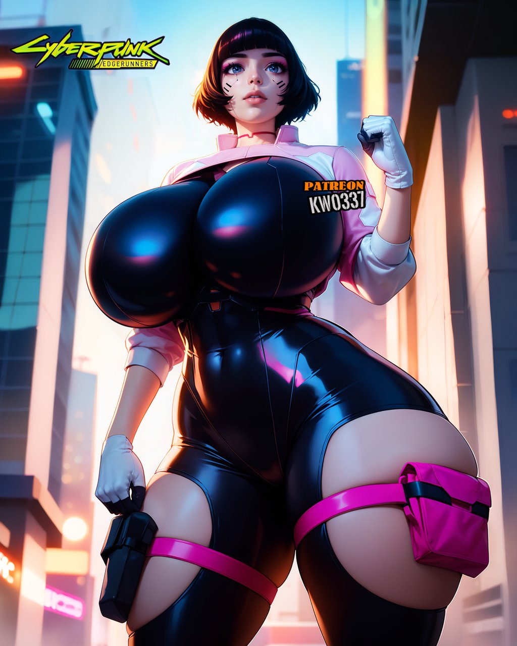 1girls ai_generated big_breasts cyberpunk:_edgerunners female female_only kw0337 sasha_yakovleva solo solo_female