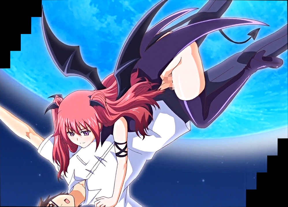 10s 1boy 1boy1girl 1girls 2013 anime_screencap black_wings boots censored couple demon_girl demon_tail demon_wings firika_mia_shatana flying grand_cru grand_cru_bourgeois head_wings hitsuwara_yamato interspecies long_hair monster_girl moon moonlight nuki_doki!_tenshi_to_akuma_no_sakusei_battle nukidoki! ova poro purple_eyes red_hair screencap screenshot sex succubus succubus_outfit succubus_tail succubus_wings tagme thigh_boots thighhighs wings