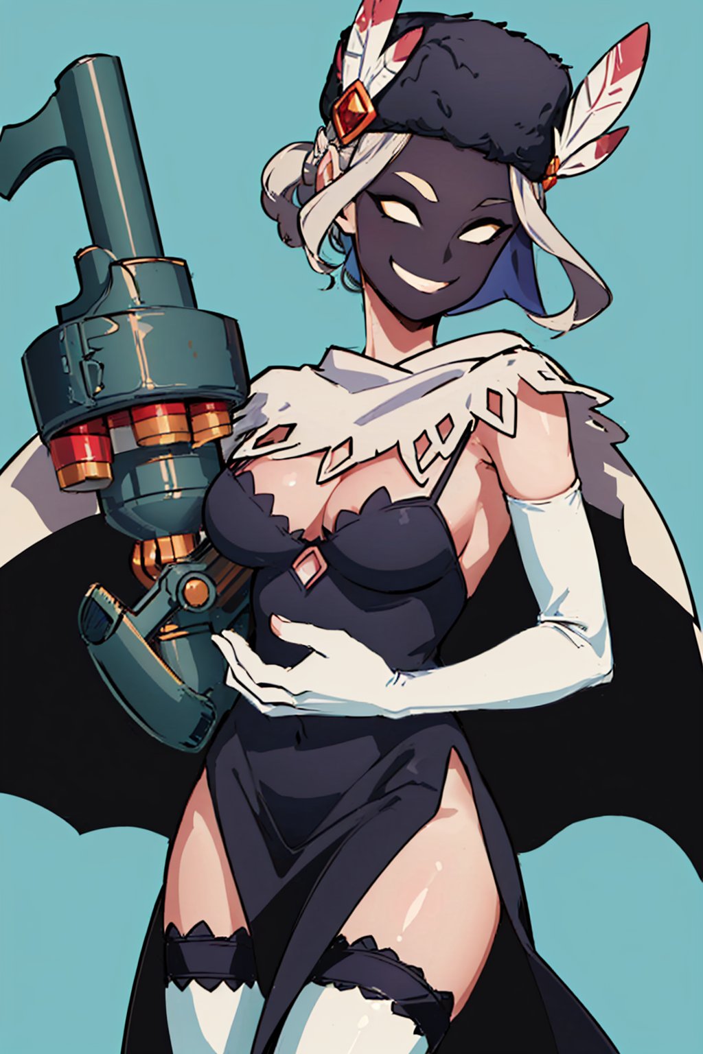 ai_generated black_dahlia female gun justtnp looking_at_viewer skullgirls video_games